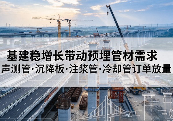 樊城基建稳增长带动预埋监测管材需求，声测管、沉降板、注浆管订单持续放量